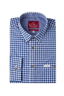 Edelheiss Trachtenhemd Langarm Dunkelblau Kariert Robby 005119