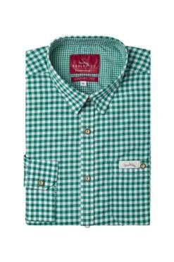 Trachtenhemd Langarm Dunkelgrün Kariert Robby 005117
