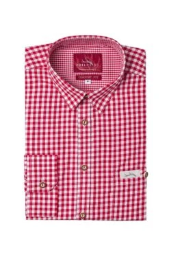 Trachtenhemd Langarm Rot Kariert Robby 005115