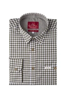 Trachtenhemd Langarm Schilfgrün Kariert Robby 005116