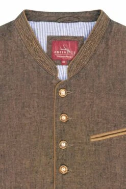 Trachtenweste Braun Leinen Kent 007718 -Modegeschäft edelheiss trachtenweste braun leinen kent 007718 3 1200x1200