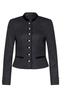 Damen Lodenjacke Anthrazit Schwarz Mit Samtkragen Ebbs 004841