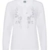 Trachtenbluse Langarm Weiß Grau Winnie 009243