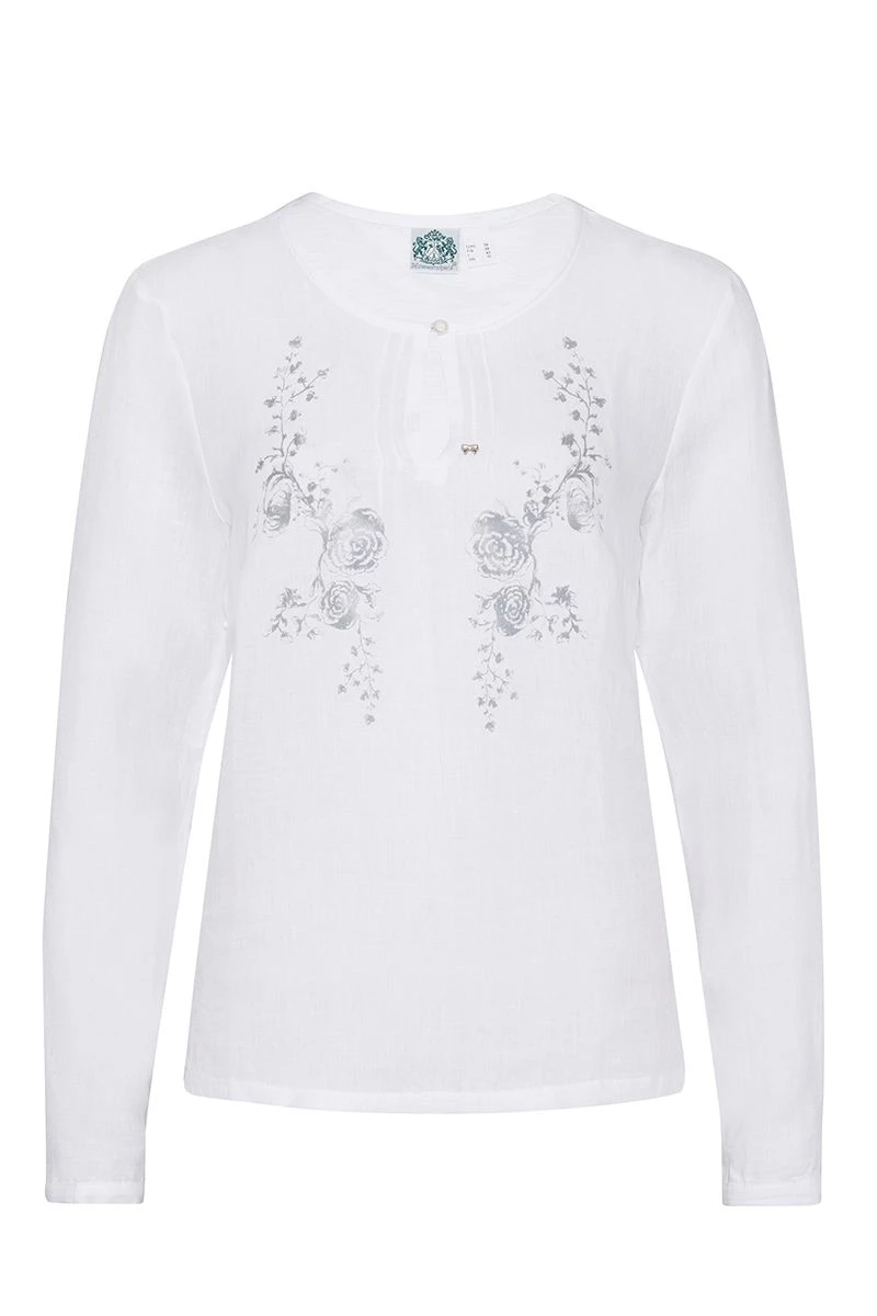 Trachtenbluse Langarm Weiß Grau Winnie 009243 1 Trachtenbluse Langarm Weiß Grau Winnie 009243
