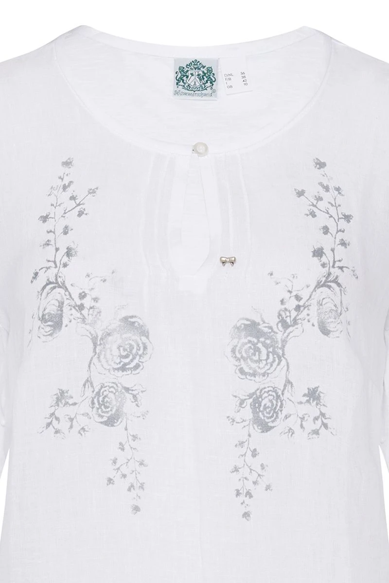 Trachtenbluse Langarm Weiß Grau Winnie 009243 2 Trachtenbluse Langarm Weiß Grau Winnie 009243 – Bild 2