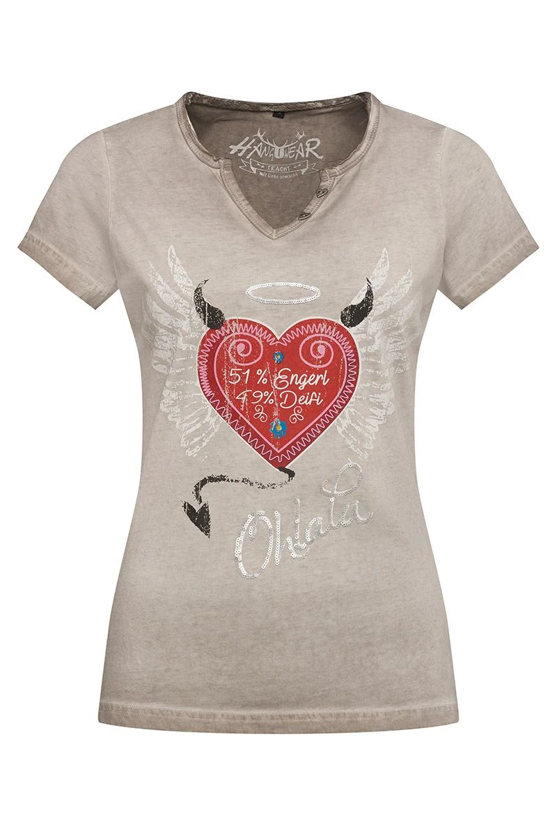 Trachtenshirt Kurzarm Grau Rot Engerl 007874 1 Trachtenshirt Kurzarm Grau Rot Engerl 007874