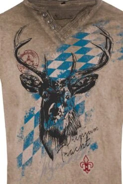 Trachtenshirt Kurzarm Braun Mit Rauten Und Hirsch Bavaria 006567 -Modegeschäft hangowear trachtenshirt kurzarm braun mit raute bavaria 006567 3 1200x1200