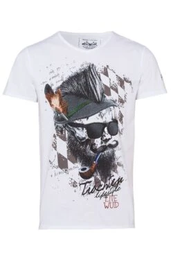 Trachtenshirt Kurzarm Weiß Mit Aufdruck Franzl 006569