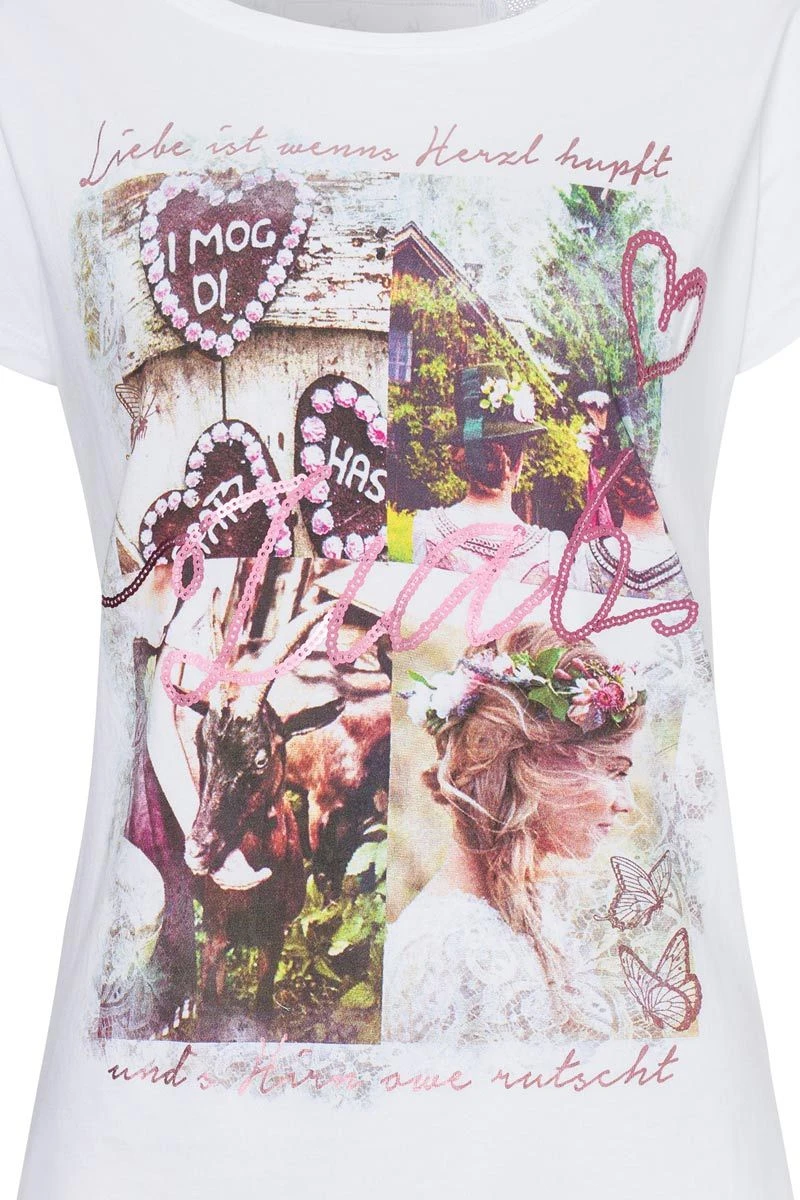 Trachtenshirt Kurzarm Weiß Mit Spitze Und Großem Aufdruck Iska 008765 3 Trachtenshirt Kurzarm Weiß Mit Spitze Und Großem Aufdruck Iska 008765 – Bild 3