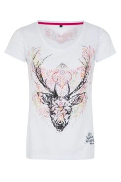 Trachtenshirt Weiß Mit Hirschprint Layla 009425