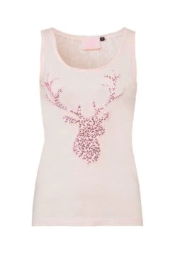 Trachtentop Lachs Mit Pailletten-Hirschmotiv Mesa 004857