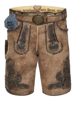 Lederhose Kurz Eiche Gespeckt Heiliger St. Florian 011077