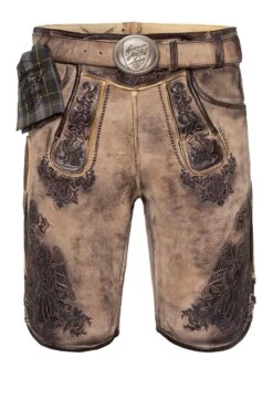 Lederhose Kurz Hellbraun Antik Mit Gürtel St. Virtus 007829