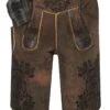Lederhose Kurz Mit Gürtel Braun-antik Boandlkramer 002789