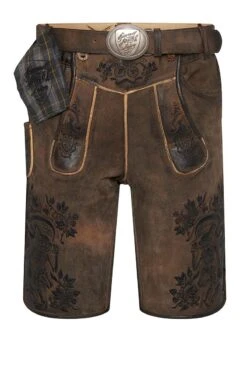 Lederhose Kurz Mit Gürtel Braun-antik Boandlkramer 002789