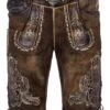 Lederhose Kurz Mit Gürtel Tabak Gespeckt Heiliger St. Florian 007825