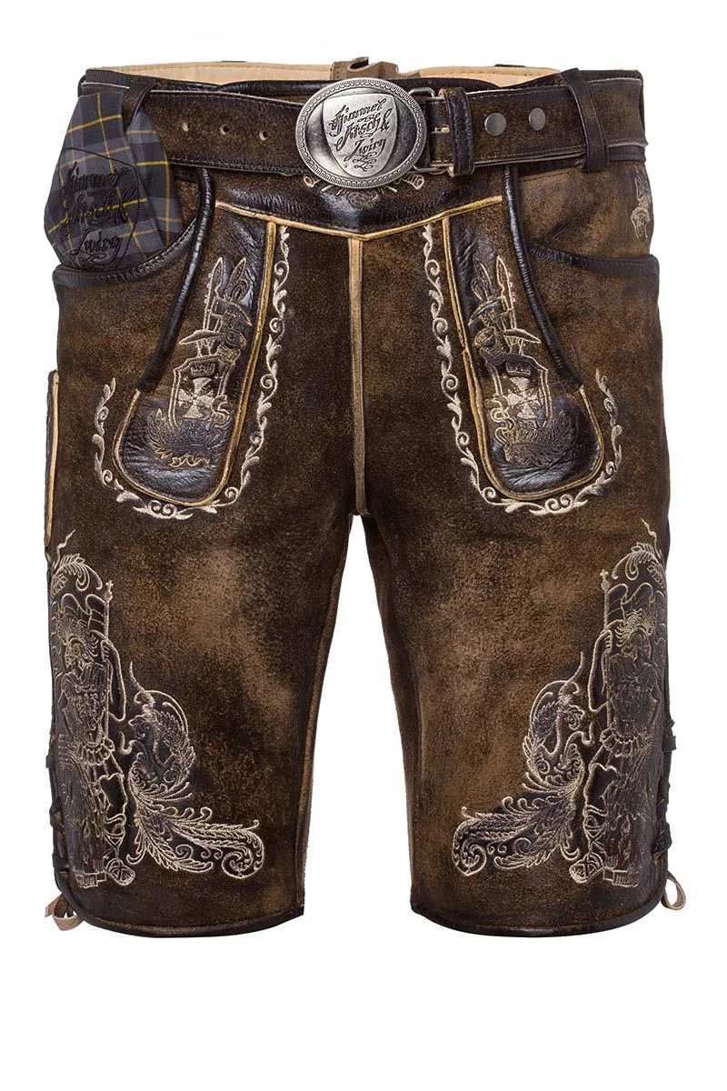 Lederhose Kurz Mit Gürtel Tabak Gespeckt Heiliger St. Florian 007825 1 Lederhose Kurz Mit Gürtel Tabak Gespeckt Heiliger St. Florian 007825