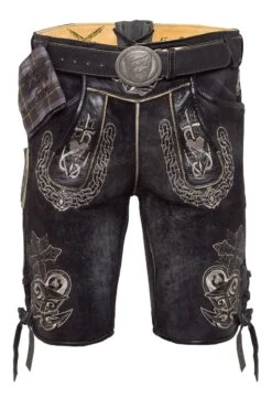 Lederhose Kurz Rauch Antik Silber Glaube-Liebe-Hoffnung 005344