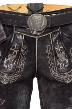 Lederhose Kurz Rauch Antik Silber Glaube-Liebe-Hoffnung 005344 -Modegeschäft himmel arsch und zwirn lederhose kurz rauch silber antik glaube liebe hoffnung 005344 3 1200x1200