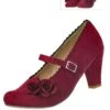 Pumps Dunkelrot Mit Aufgesetzten Rosen 003877