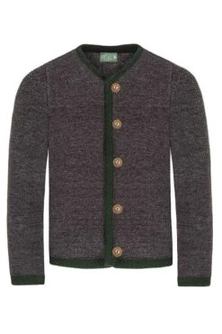 Kinder Trachten Strickjacke Anthrazit Grün Leo 015292