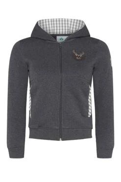 Kinder Kapuzen-Sweatjacke Anthrazit Mit Hirschstickerei Ben 007991