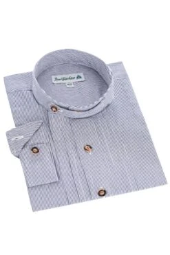 Kinder Trachtenhemd Langarm Blau Gestreift 006407