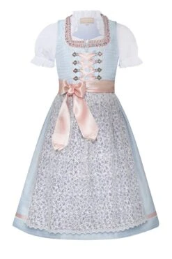 Kinder Dirndl Hellblau Mit Weißer Spitzenschürze Juliane 009852