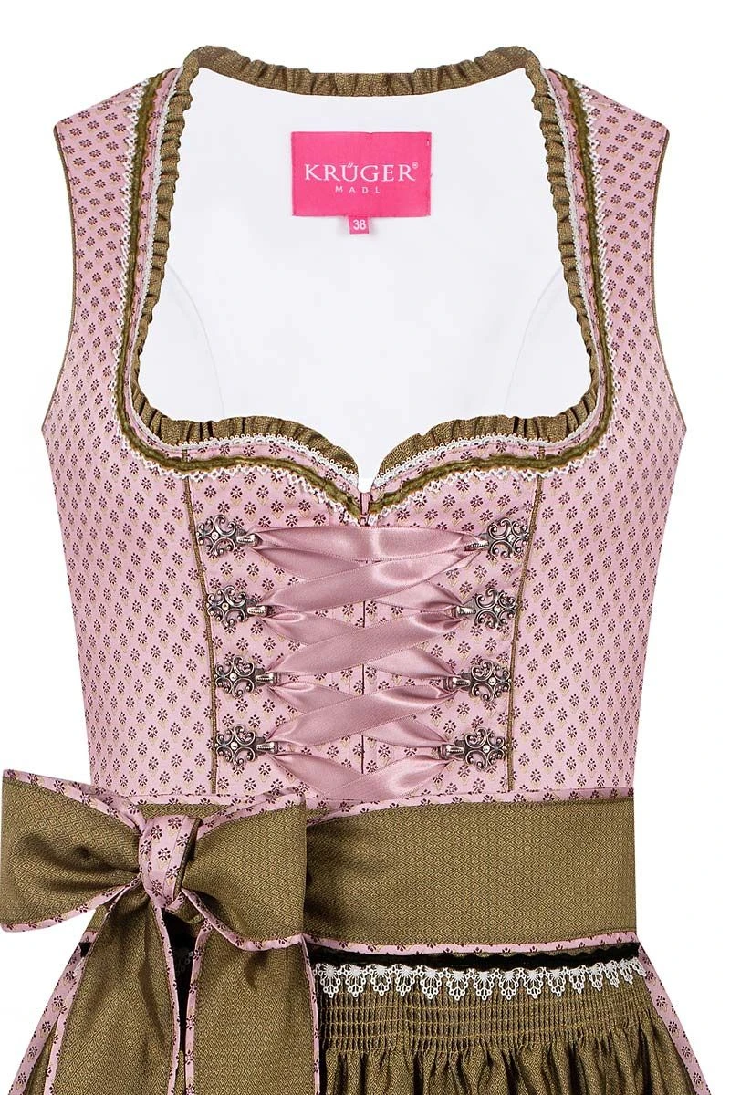Mini Dirndl 60cm Rosa Gemustert Oliv Miriam 007023 3 Mini Dirndl 60cm Rosa Gemustert Oliv Miriam 007023 – Bild 3