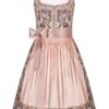 Mini Dirndl 60cm Taupe Mit Blumendruck Apricot 007028