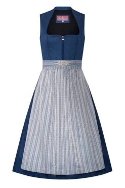 Dirndl Lang 80 Cm Dunkelblau Silber Nicoletta 006864