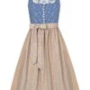 Dirndl Lang 80cm Hellblau Beige Nicoletta 005207 - Limitiert