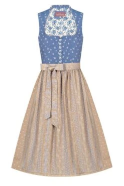 Dirndl Lang 80cm Hellblau Beige Nicoletta 005207 - Limitiert