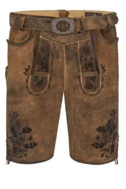 Lederhose Kurz Mit Gürtel Braun Wörthsee 010762