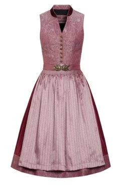 Midi Dirndl 65 Cm Altrosa Bordeaux Gemustert Ella 010043