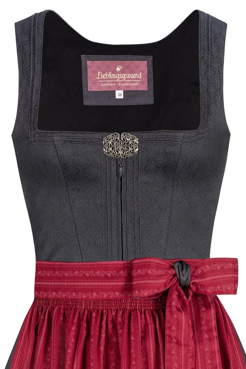Midi Dirndl 65 Cm Anthrazit Rot Melina 010365 2 Midi Dirndl 65 Cm Anthrazit Rot Melina 010365 – Bild 2