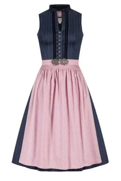Midi Dirndl 65 Cm Dunkelblau Altrosa Loretta 010397 - Limitiert