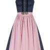 Midi Dirndl 65 Cm Dunkelblau Altrosa Loretta 010397 - Limitiert