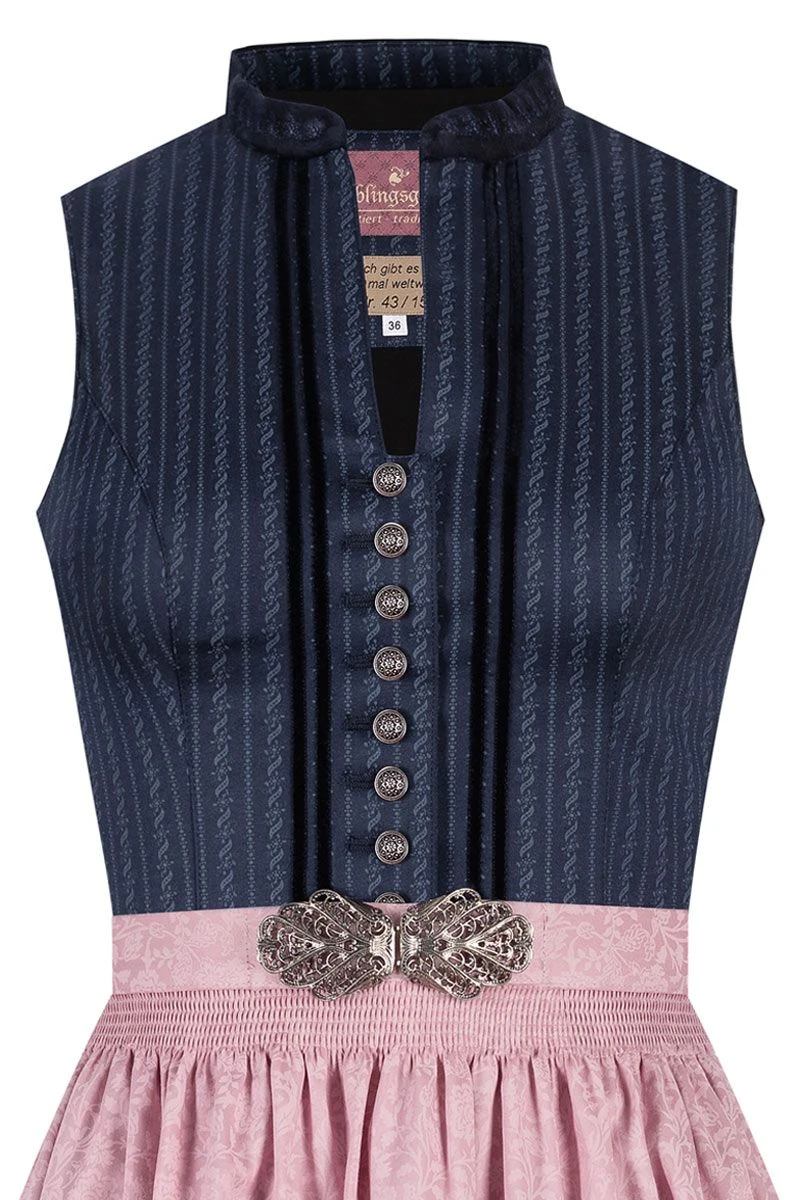 Midi Dirndl 65 Cm Dunkelblau Altrosa Loretta 010397 - Limitiert 2 Midi Dirndl 65 Cm Dunkelblau Altrosa Loretta 010397 - Limitiert – Bild 2