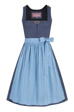 Midi Dirndl 65 Cm Dunkelblau Hellblau Amalia 015429