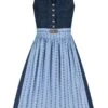 Midi Dirndl 65 Cm Dunkelblau Hellblau Greta 010004