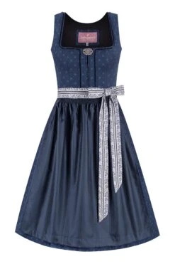 Midi Dirndl 65 Cm Dunkelblau Weiß Alea 014664