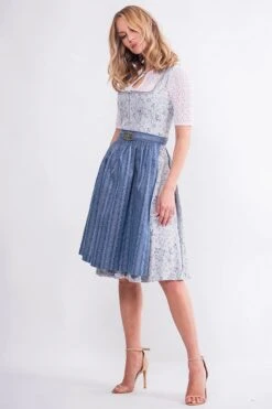 Midi Dirndl 65 Cm Grau Blau Emilia 014653