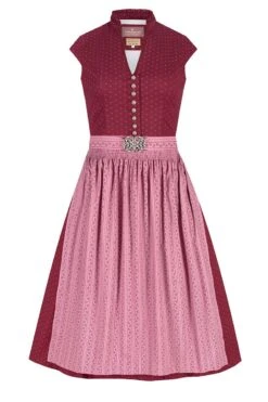 Midi Dirndl 65 Cm Rot Altrosa Stretch Pia 010390 - Limitiert
