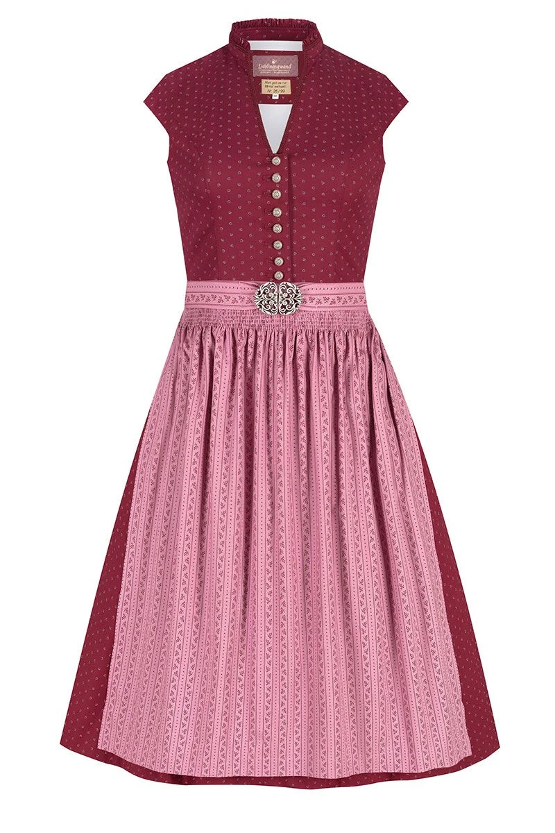 Midi Dirndl 65 Cm Rot Altrosa Stretch Pia 010390 - Limitiert 1 Midi Dirndl 65 Cm Rot Altrosa Stretch Pia 010390 - Limitiert