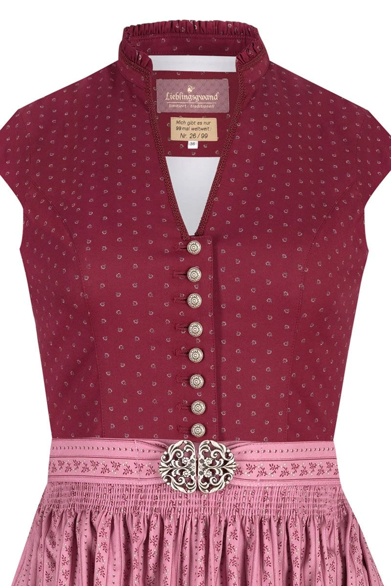 Midi Dirndl 65 Cm Rot Altrosa Stretch Pia 010390 - Limitiert 2 Midi Dirndl 65 Cm Rot Altrosa Stretch Pia 010390 - Limitiert – Bild 2