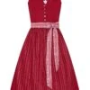 Midi Dirndl 65 Cm Rot Weiß Odilia 014660