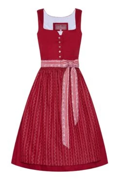 Midi Dirndl 65 Cm Rot Weiß Odilia 014660