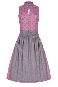 Midi Dirndl 65cm Altrosa Grau Gemustert Annalena 007349