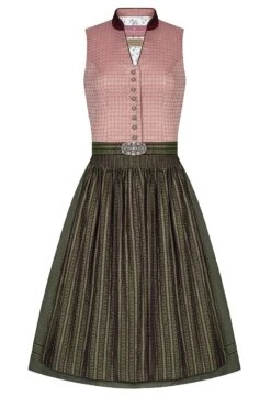 Midi Dirndl 65cm Altrosa Oliv Amalia 006236 - Limitiert